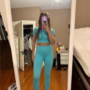 Seamless High-Waist Ribbed SHIRT AND PANTS